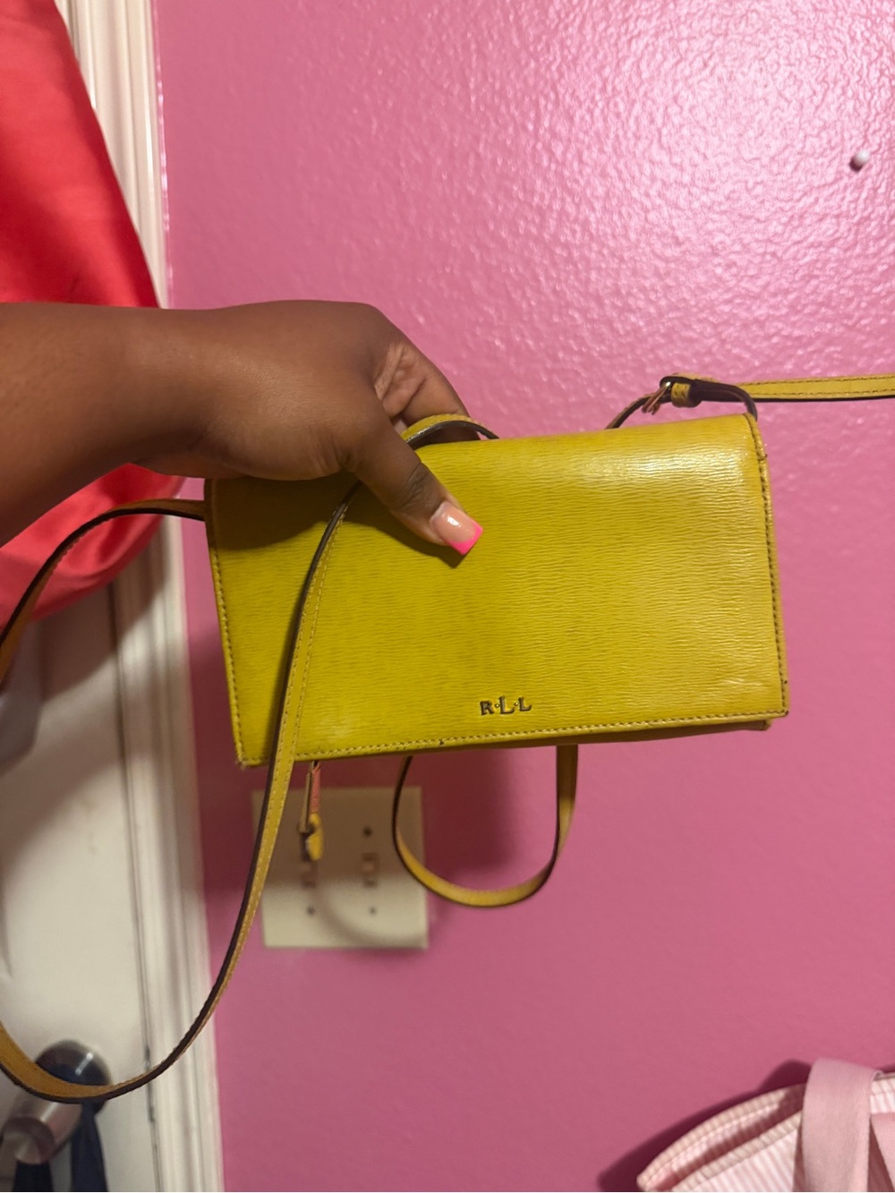 Lauren Ralph Lauren Yellow Leather Crossbody Purse